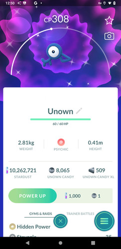 Shiny unown polvere - shiny, f