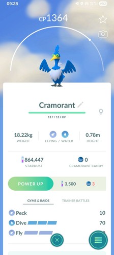 Cramorant pokemon grande - pokemon,